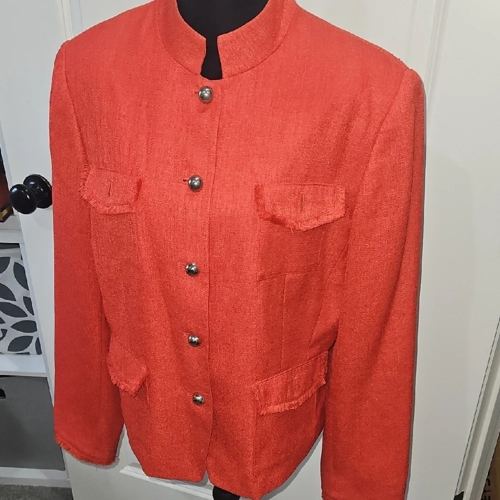 Elegant Red Button-Up Blazer